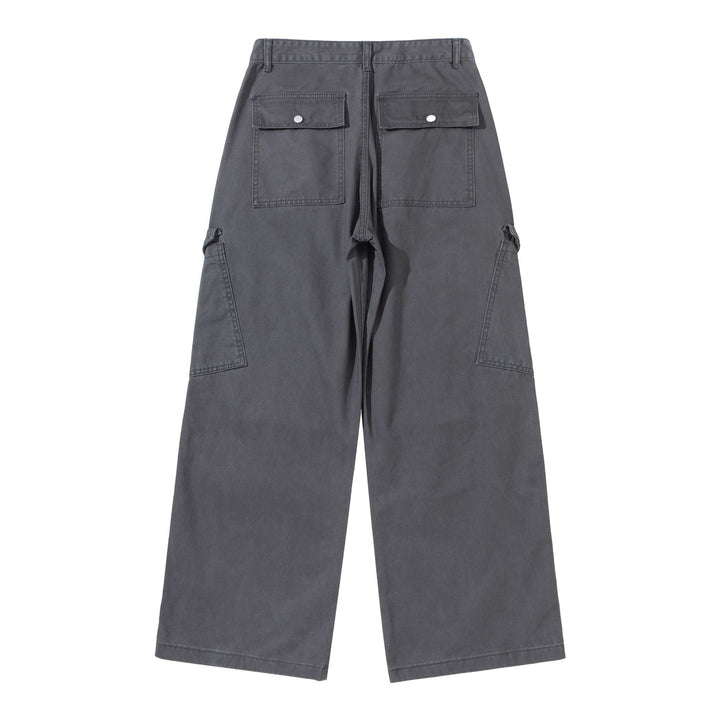 Damen Weite Cargo-Hose aus Baumwoll-Twill mit hoher Taille und aufgesetzten Klappentaschen Drune