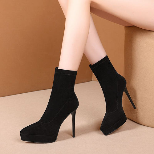 Damen Sock-Stiefelette mit Plateau und hohem Stiletto Drune