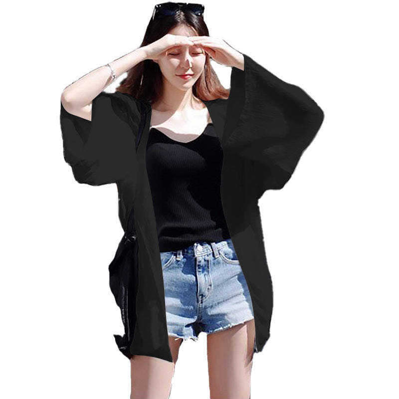 Damen elegante Kimonojacke mit lockerem Schnitt und aufwendig gestalteten Ärmeln