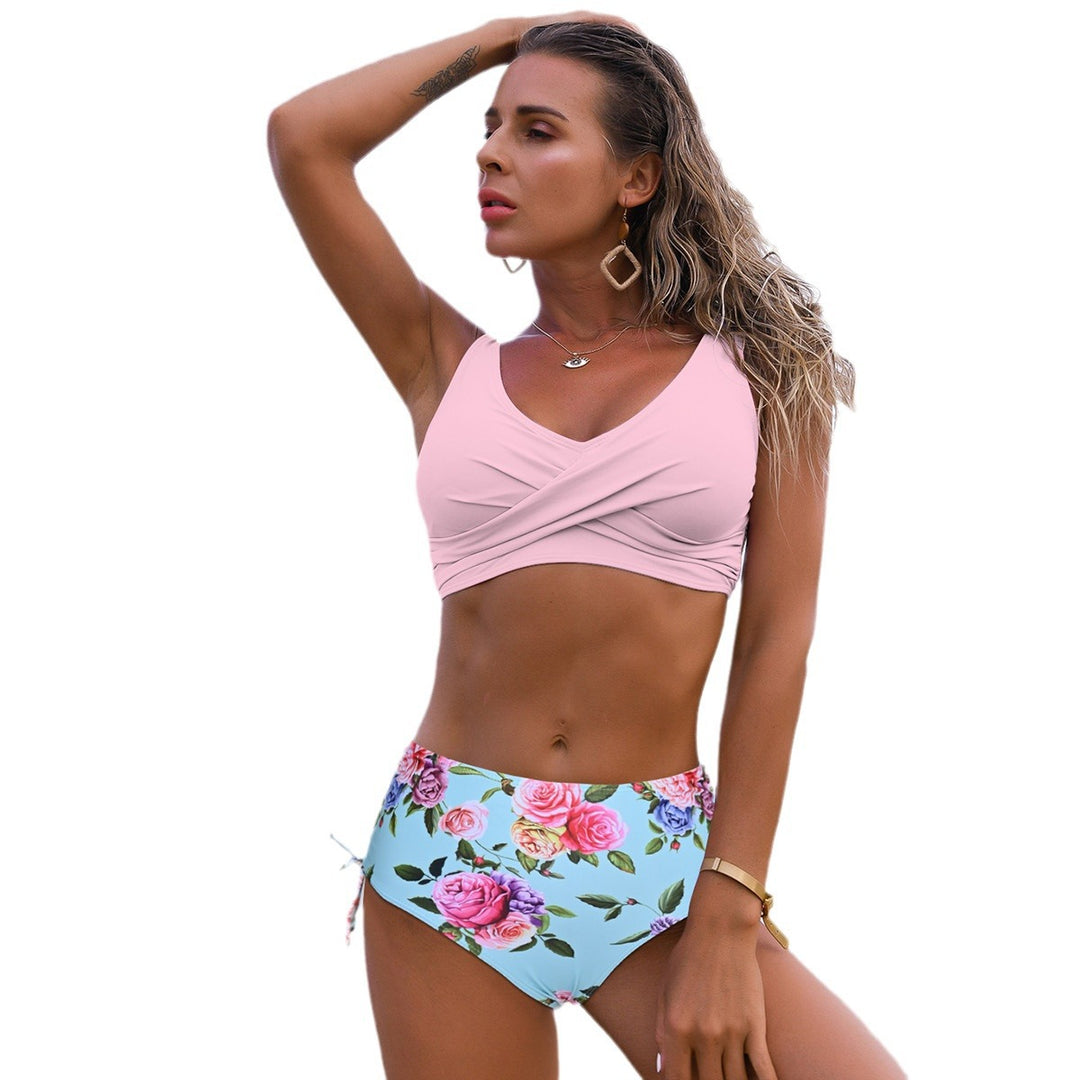 Damen Tankini-Set mit floralem Unterteil und lässigem Wickeloberteil Drune