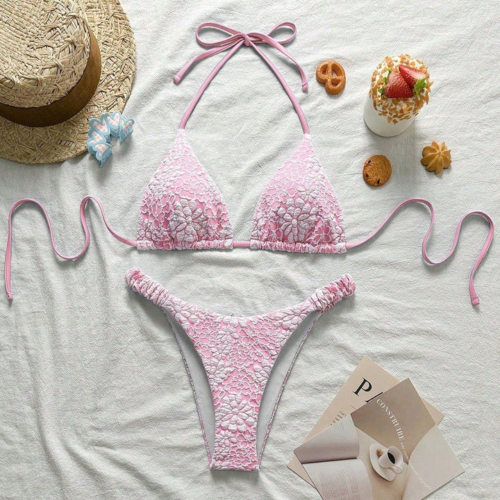 Damen Blumendekorierter Triangel-Bikini Drune