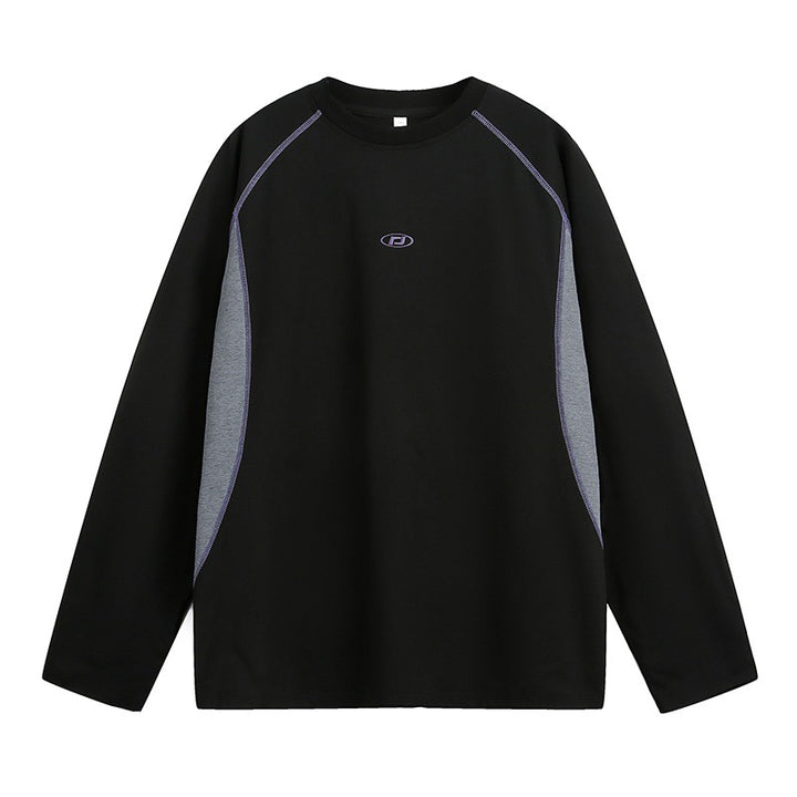 Unisex Langärmliges Sweatshirt mit Raglannähten, Kontrastseiten und minimalistischer Logo-Stickerei Drune