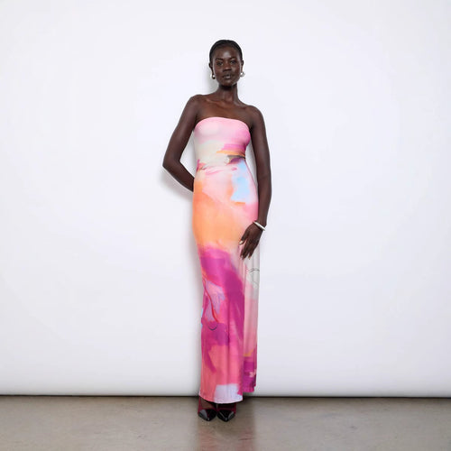 Damen figurbetontes Sommerkleid im Aquarell-Design Drune