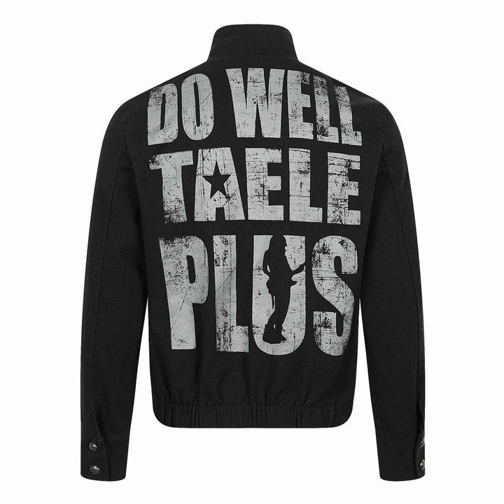Herren Asymmetrische Blousonjacke mit Stehkragen, Metallknopfbesatz und Grafikprint Drune