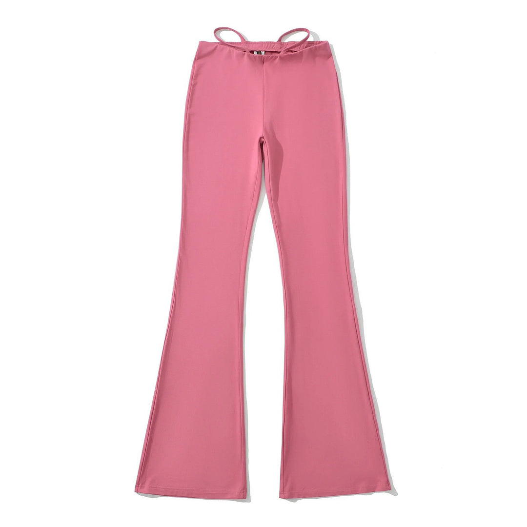 Damen elegante Flared-Hose mit hohem Bund und praktischen Seitentaschen Drune