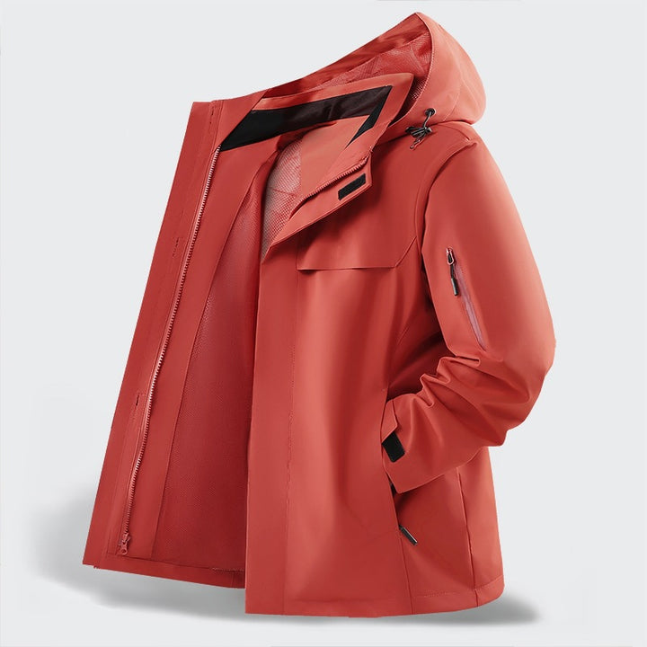 Herren Leichte wasserabweisende Kapuzen-Softshell-Übergangsjacke mit Meshfutter & Utility-Taschen Drune