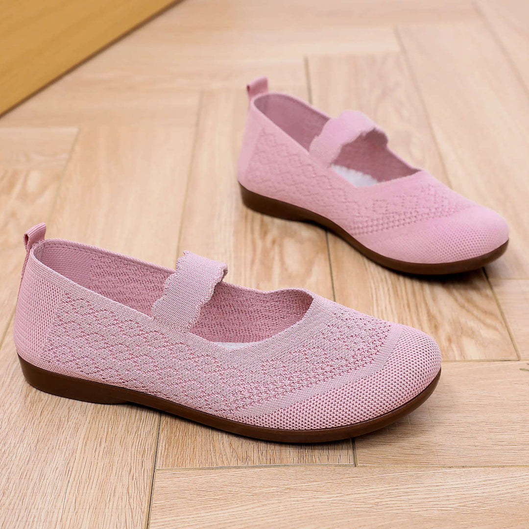 Damen nan gestrickter Mary-Jane-Slipper mit elastischem Riemen und ergonomischer Komfortsohle Drune