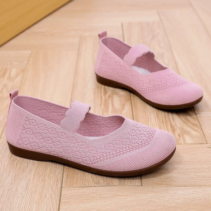 Damen nan gestrickter Mary-Jane-Slipper mit elastischem Riemen und ergonomischer Komfortsohle Drune
