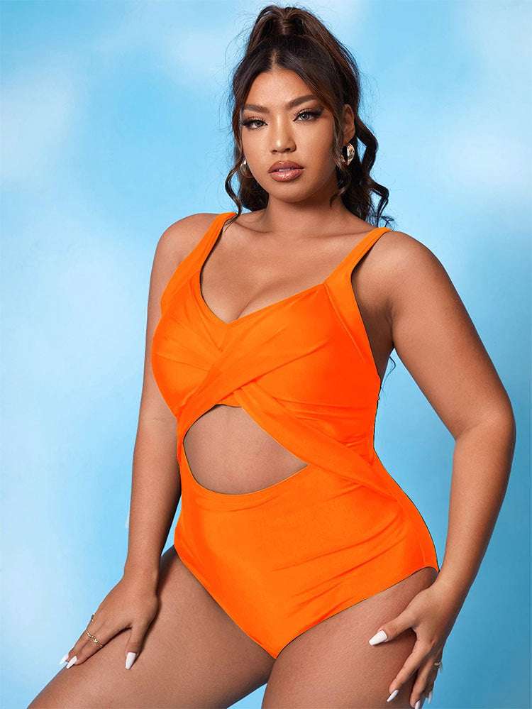 Damen Einteiliger Badeanzug mit stylischem Wickelschnitt und trendigen Cut-Out Drune
