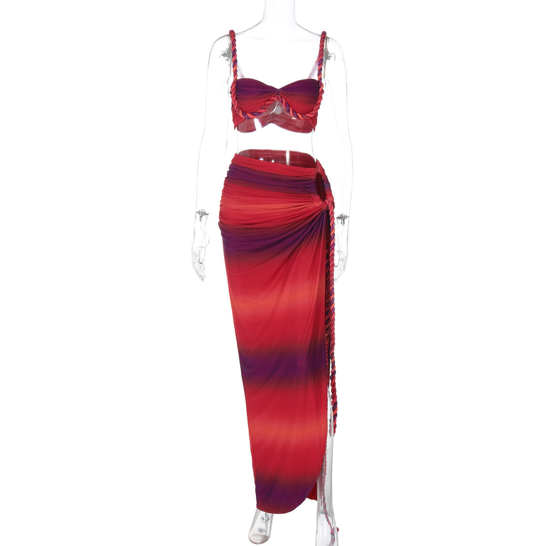 Damen Oberteil und Wickelrock Set Drune
