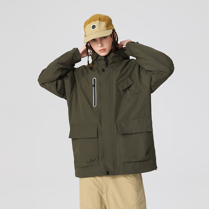 Herren Technische Regen‑Softshelljacke mit Kapuze, verschweißten Nähten und taktischen Taschen Drune