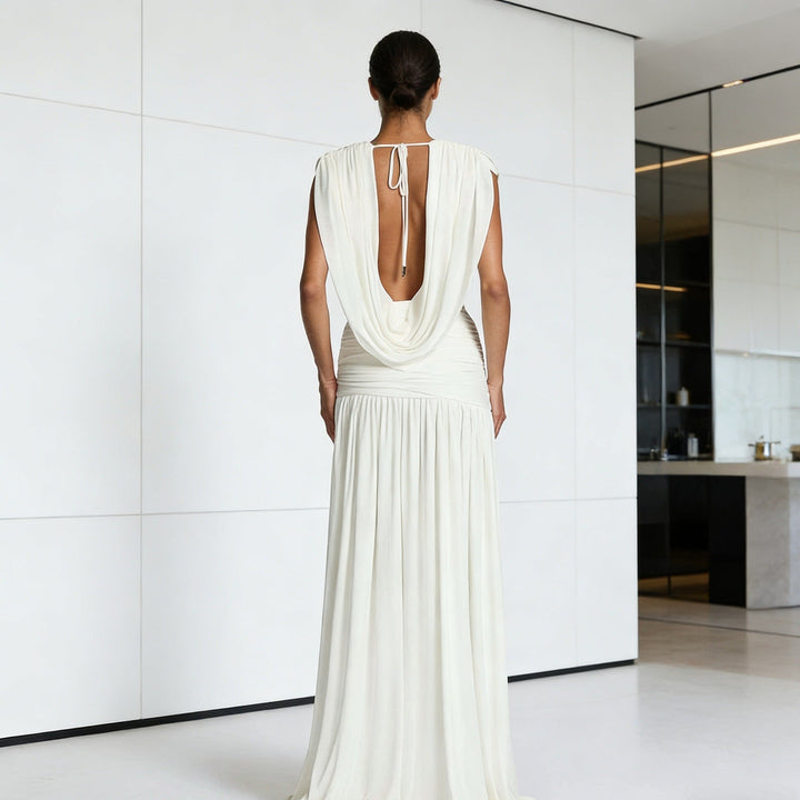 Damen Elegantes Wickelkleid mit tiefem V-Ausschnitt und seitlichem Schlitz Drune
