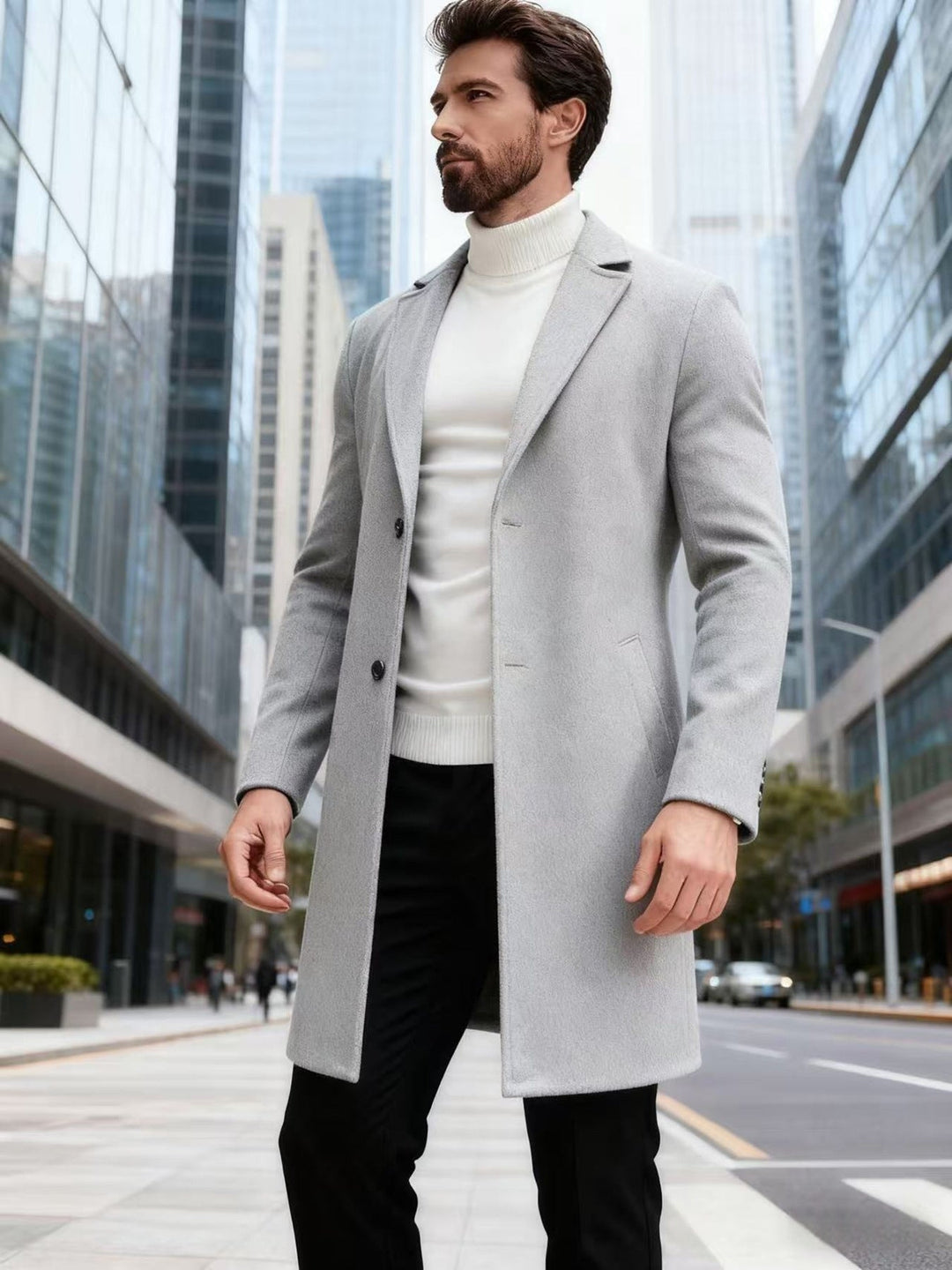 Herren eleganter Wollmantel Drune