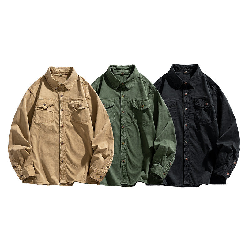 Herren Overshirt aus robustem Baumwoll‑Twill mit Pattentaschen und relaxed Fit Drune