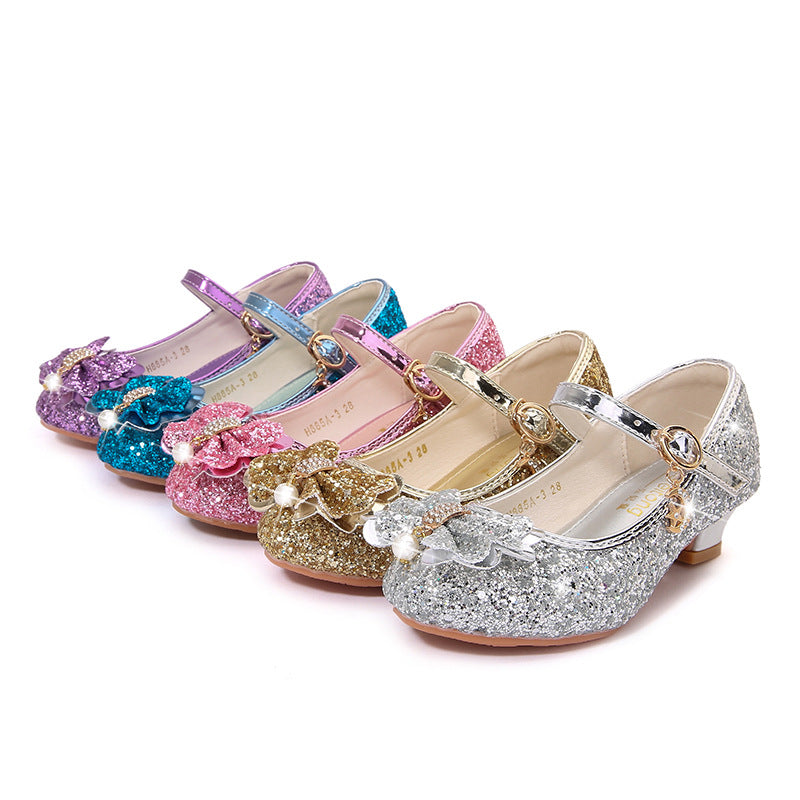 Mädchen Glitzernde Ballerinas mit Schleifenapplikation Drune