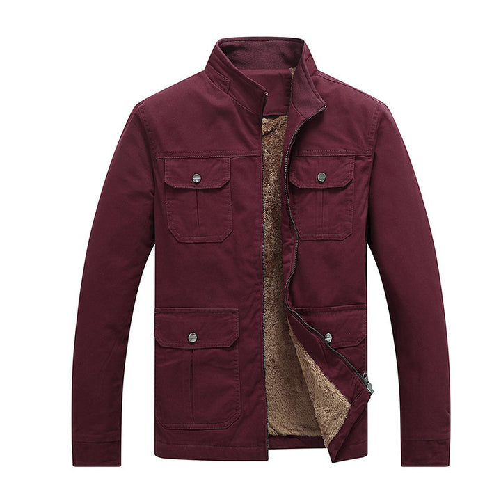 Herren Utility-Fieldblouson aus Baumwoll-Canvas mit Teddyfutter und Stehkragen Drune