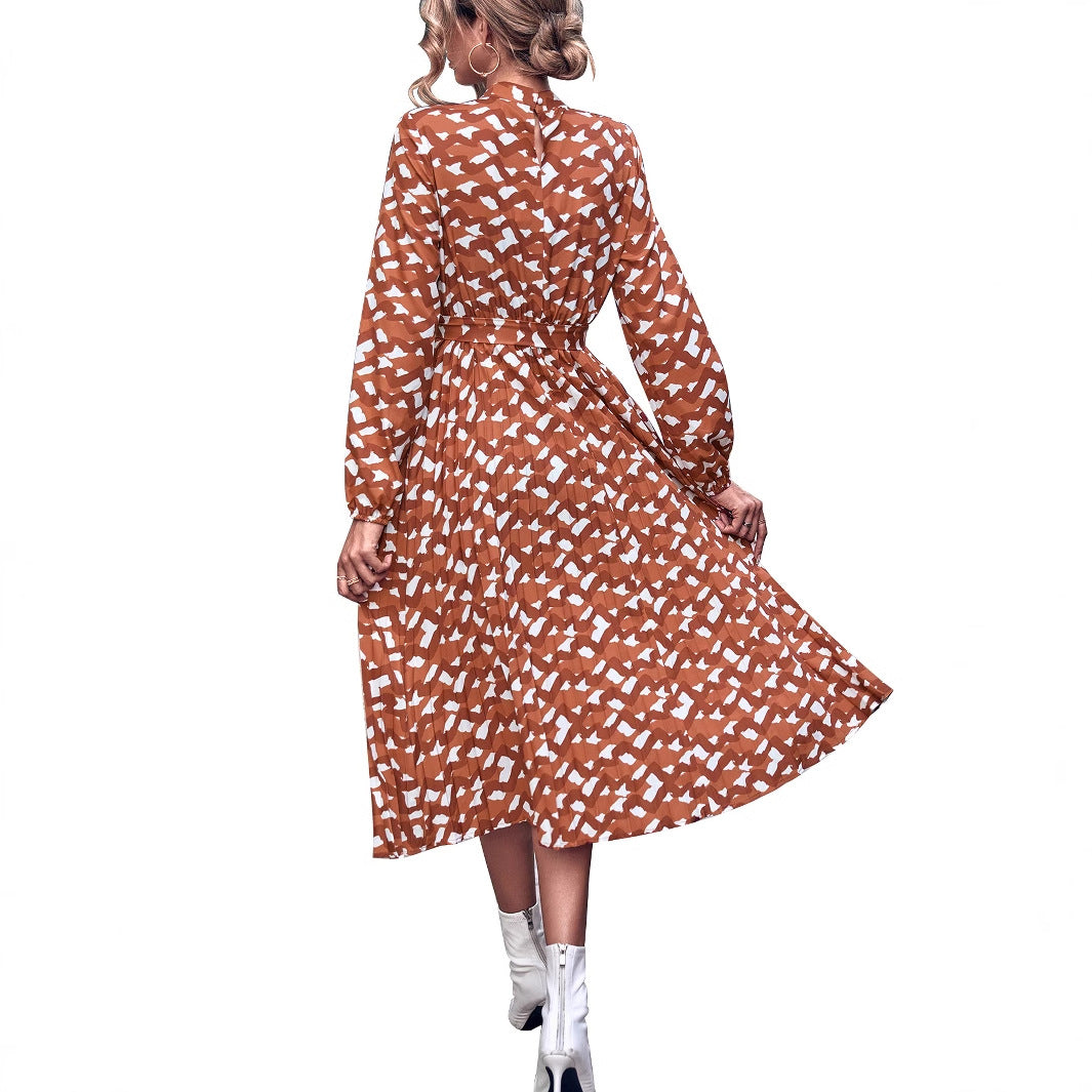 Damen Midikleid mit Rüschendetails und kreativem Muster Drune