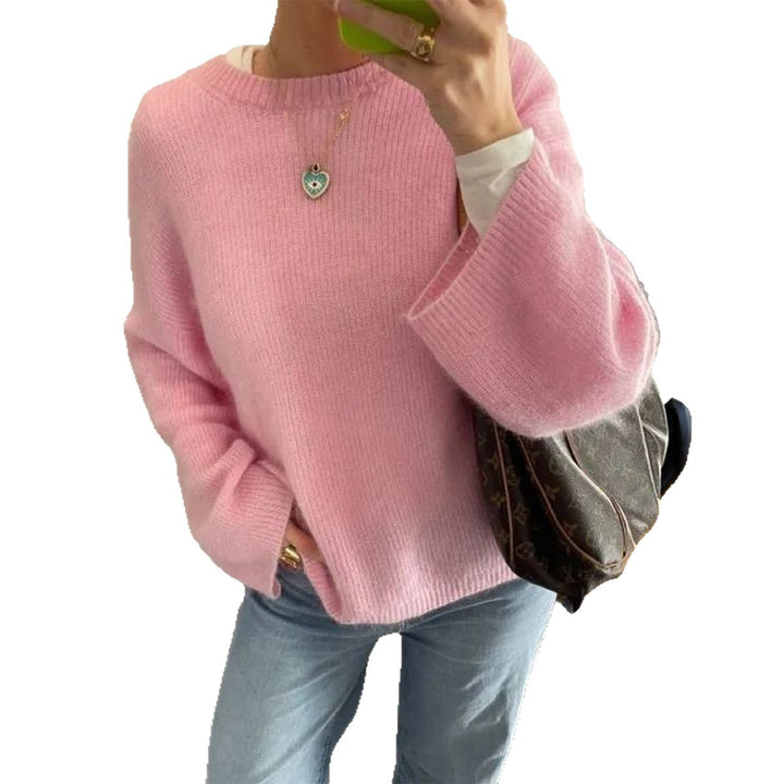 Damen nan Oversize Off-Shoulder Feinstrickpullover mit Fledermausärmeln Drune