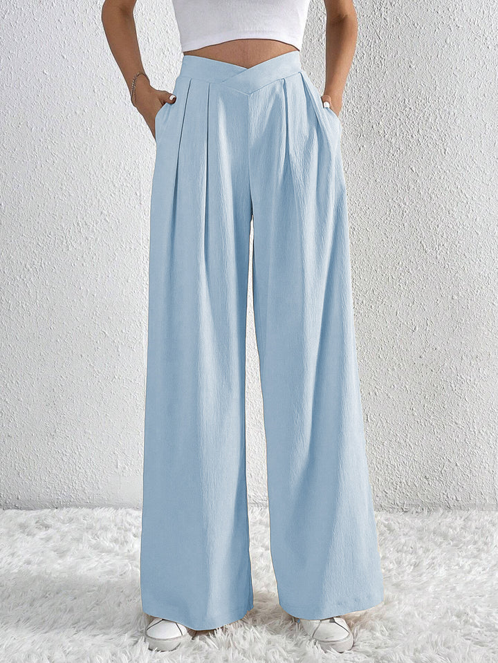 Damen hohe Bund Culotte-Hose mit Faltenlegung und weitem Bein Drune