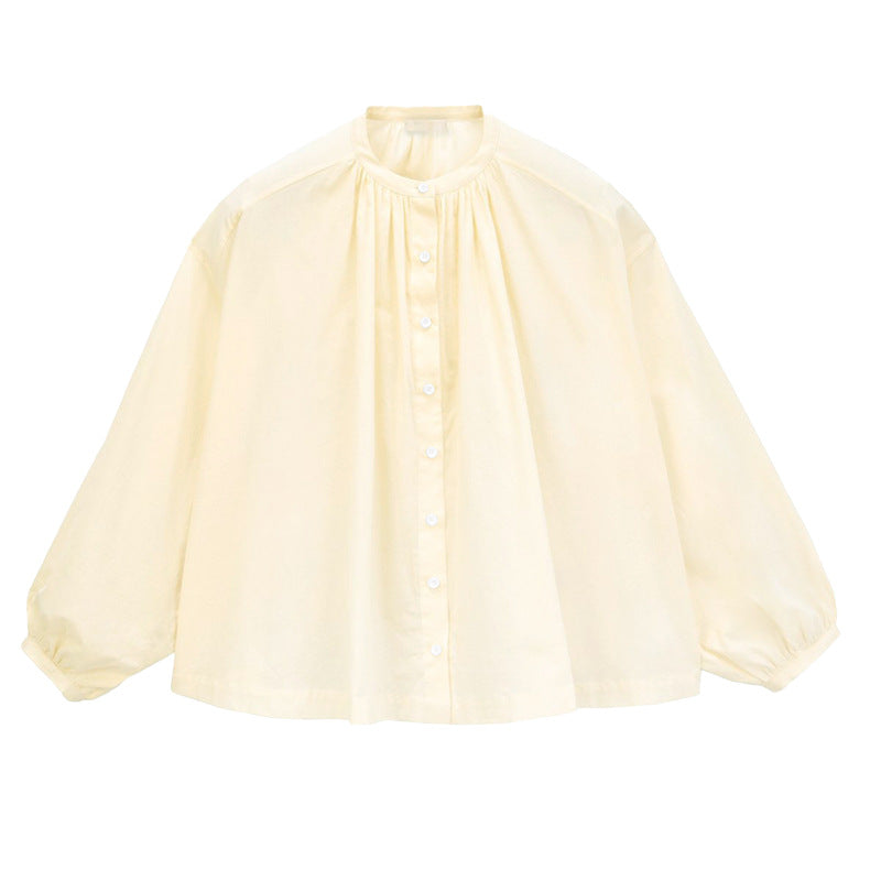 Damen Bluse mit hohem Kragen und eleganter Knopfleiste Drune