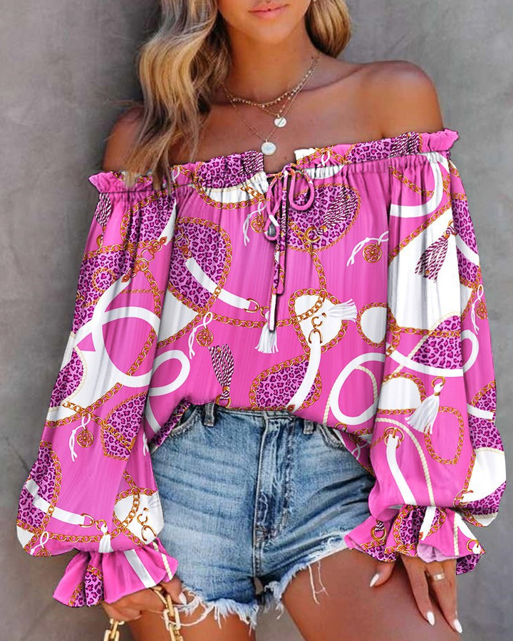 Damen Off-Shoulder Batik Bluse Drune