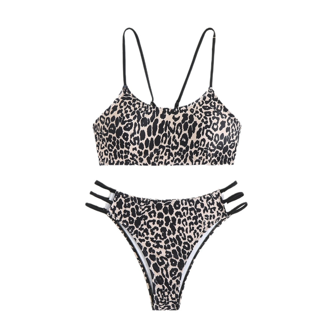 Damen Bikini-Set mit kreativem Leopardenmuster und verstellbaren Trägern Drune