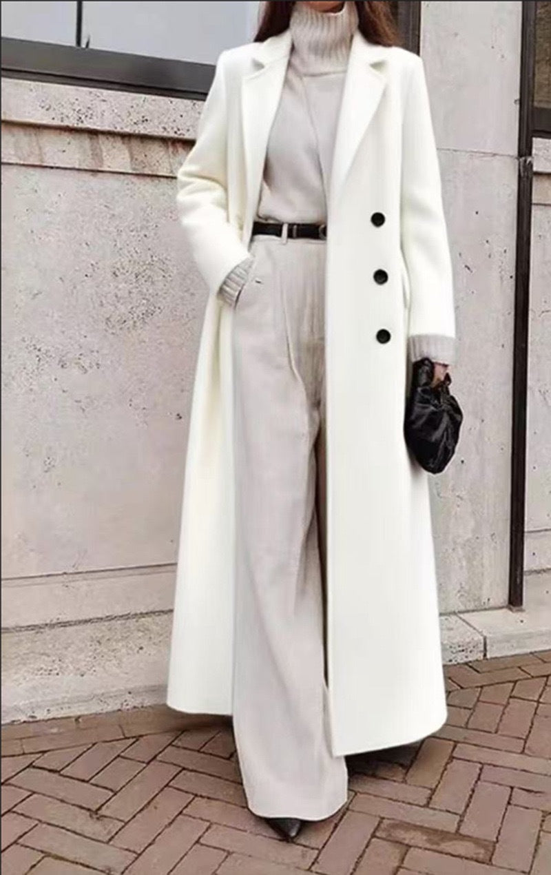 Damen Elegante Trenchcoat-Jacke mit langem Schnitt und Gürtel Drune