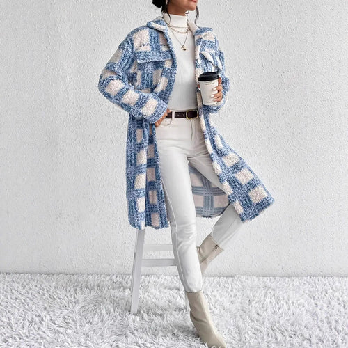 Damen Karierter Fleece-Mantel Drune