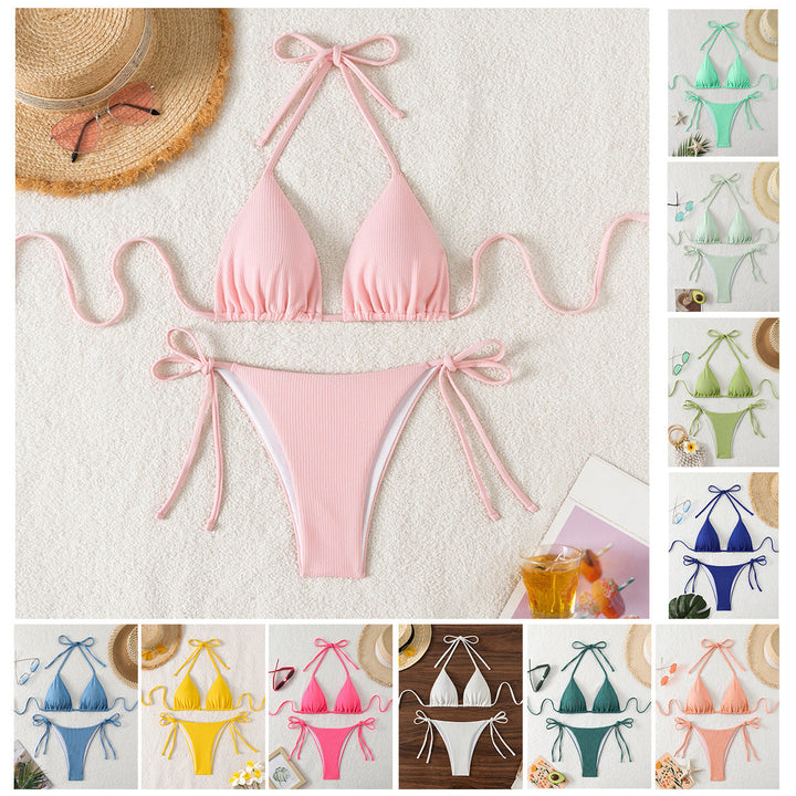 Damen Triangel-Bikini mit verstellbaren Riemen und raffinierten Details Drune