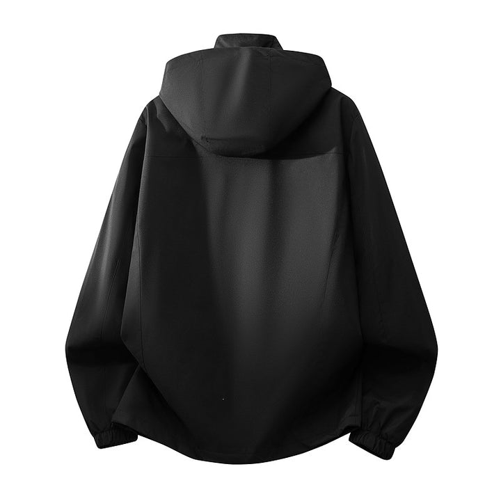Herren Leichte wasserabweisende Kapuzen‑Softshelljacke mit Mesh‑Futter, Reißverschlusstaschen & elastischen Bündchen Drune