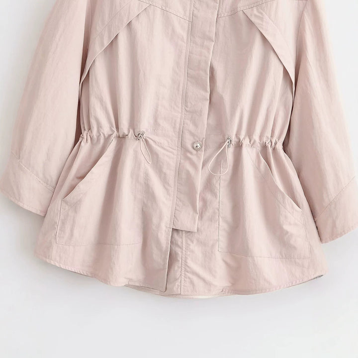 Damen Leichte Windjacke mit Tunnelzug-Taille und Ballonärmeln Drune
