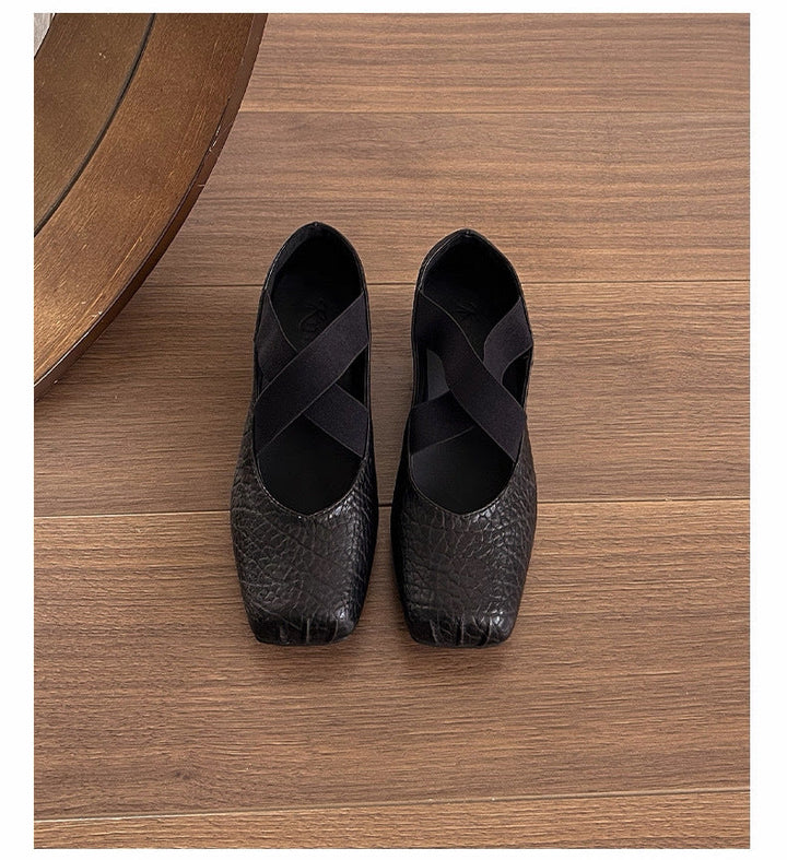 Damen Elegante Ballerinas mit dehnbarem Überkreuz-Riemen Drune