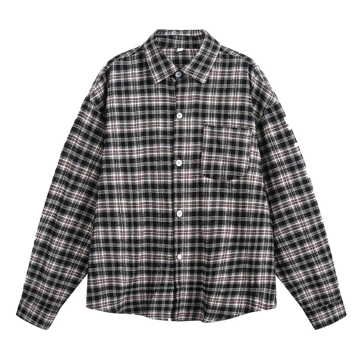 Unisex Oversize Flanellhemd mit Karo‑Muster und Brusttasche Drune