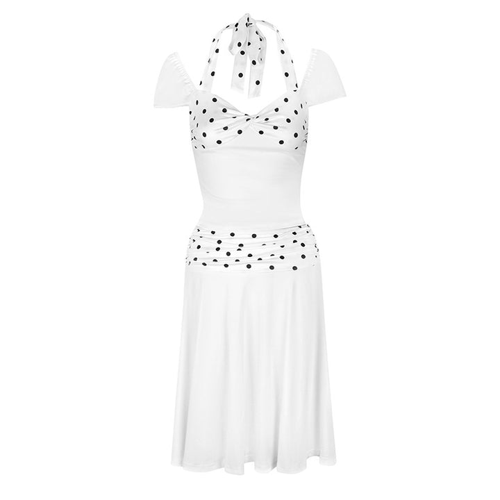 Damen Wickelkleid mit Spaghetti-Trägern und modischem Punktemuster Drune