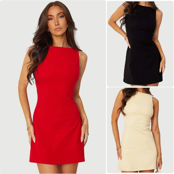 Damen figurbetontes Mini-Kleid mit asymmetrischem Schnitt und elegantem Oberteil Drune