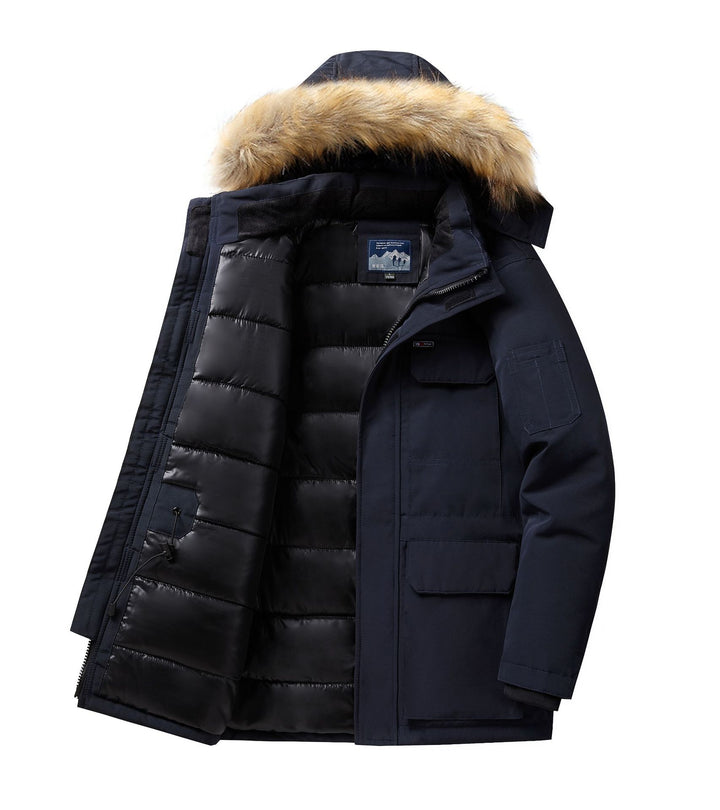 Herren Thermo-Parka mit abnehmbarer Kunstfellkapuze, winddicht und wasserabweisend Drune