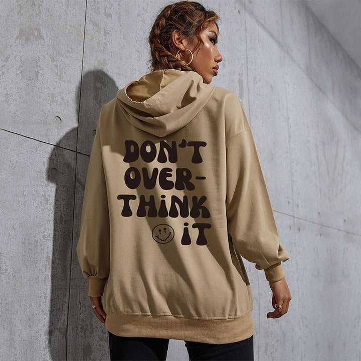 Damen Kapuzenpullover mit Statement-Backprint, Oversize‑Schnitt und gerippten Bündchen Drune