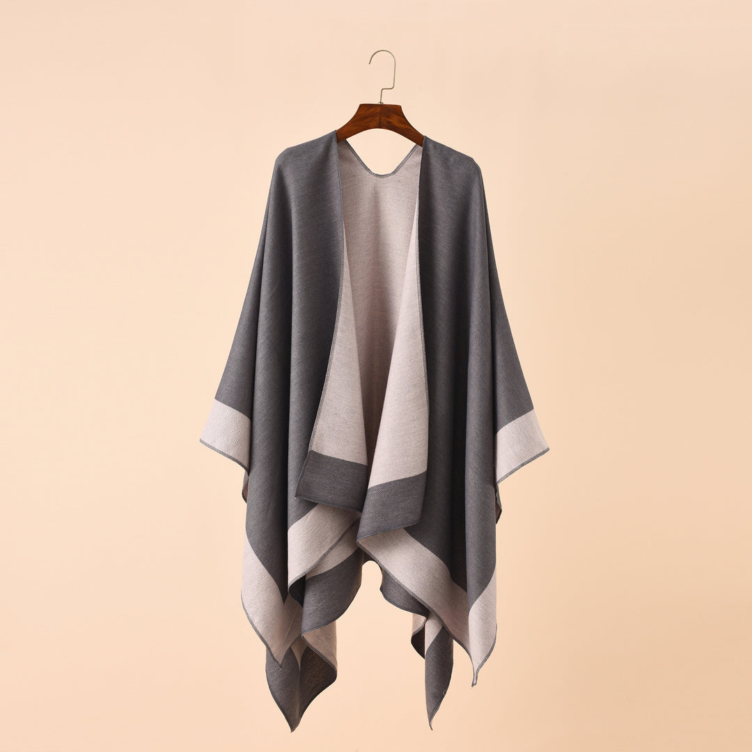 Damen Wendbarer Poncho-Cape aus Kaschmir-Mix mit Oversize-Schnitt Drune