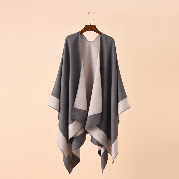 Damen Wendbarer Poncho-Cape aus Kaschmir-Mix mit Oversize-Schnitt Drune