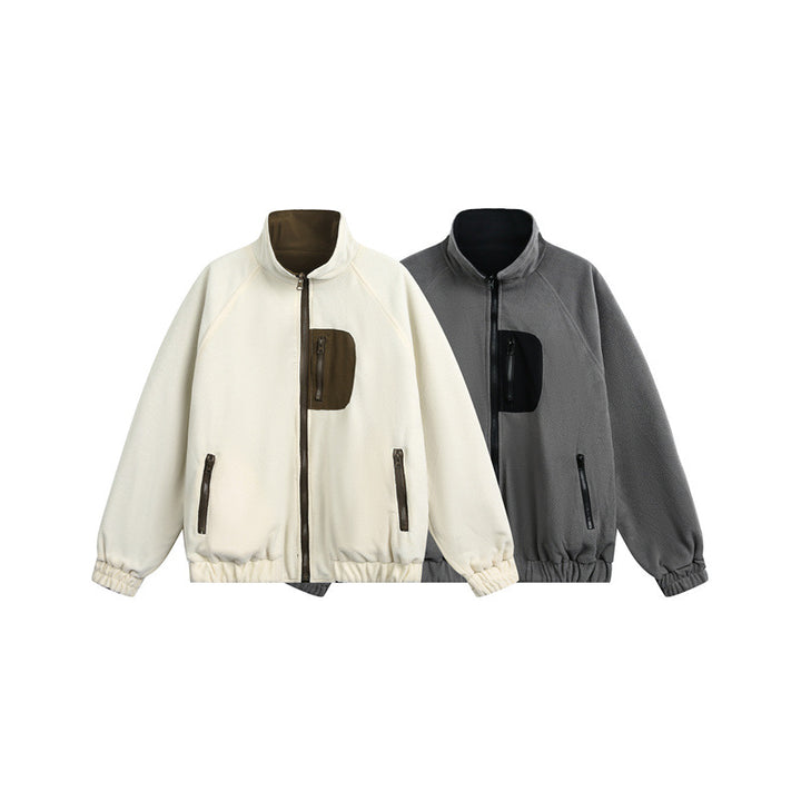 Unisex Leichte Fleece-Outdoorjacke mit Reißverschluss-Brusttasche und elastischem Saum Drune