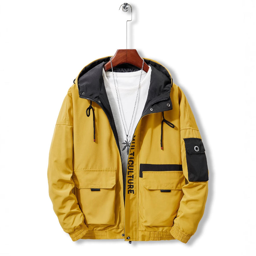 Herren Utility-Kapuzenshelljacke mit Multifachtaschen und kontrastgefütterter Kapuze Drune
