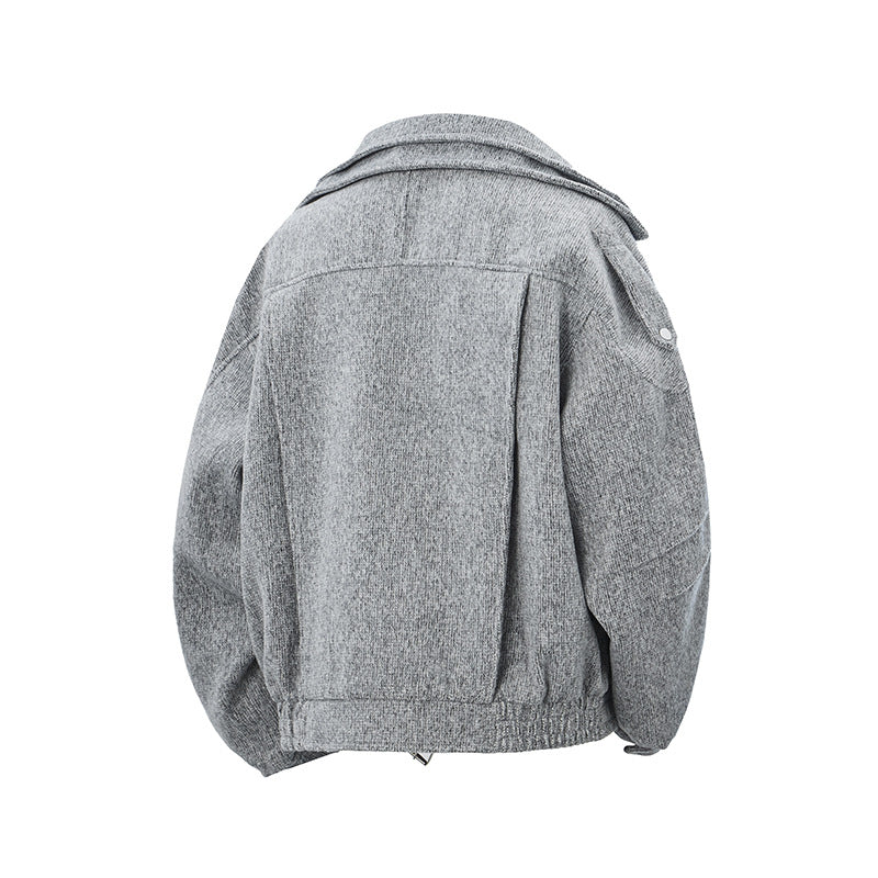 Damen Kurz geschnittene Wollmix-Bikerjacke mit asymmetrischer Front und Taillengürtel Drune