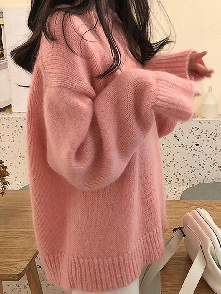 Damen Oversized Strickpullover mit Rippdetails Drune