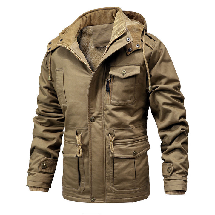 Herren Utility-Canvas-Parka mit Taillenzug, Cordkragen und Zip-Brusttasche Drune
