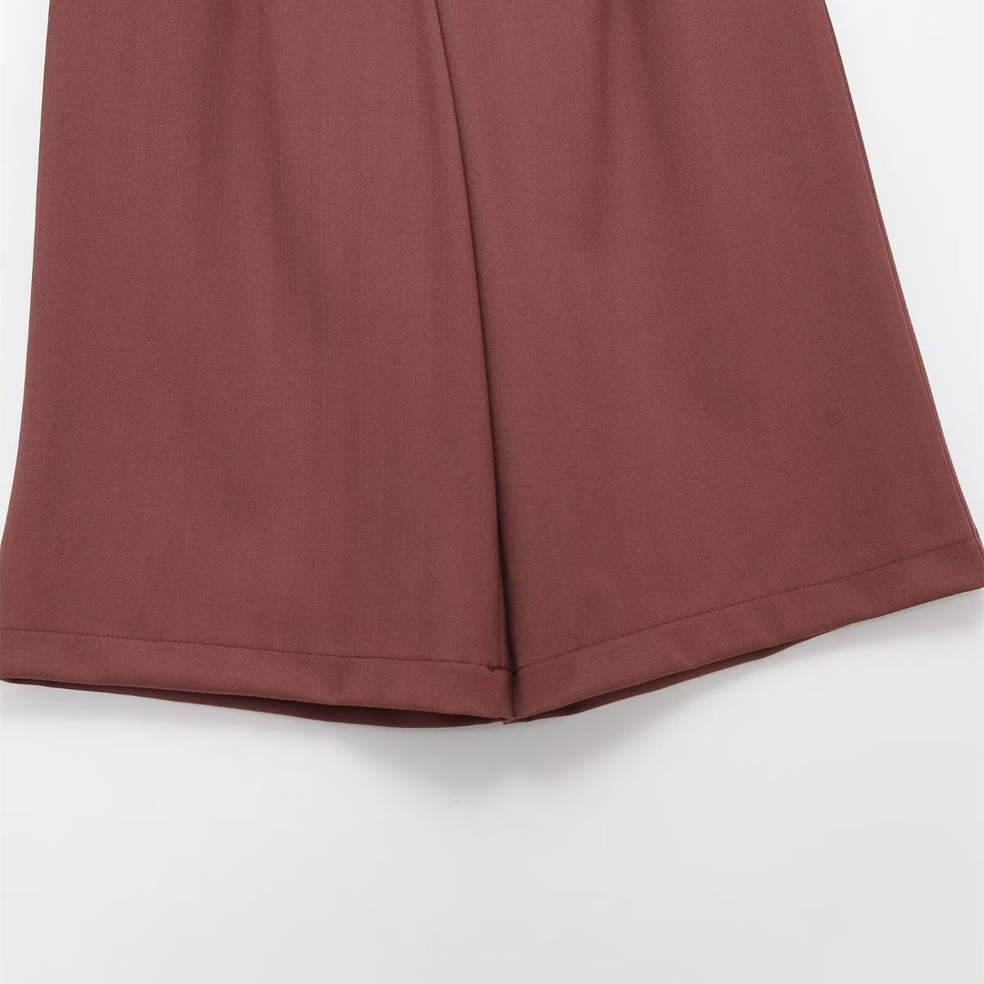 Damen weite Hochbund-Shorts mit eleganter Faltenlegung Drune