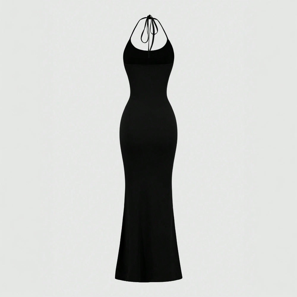 Damen figurbetontes Maxikleid mit haltem Design und schlankem Schnitt Drune