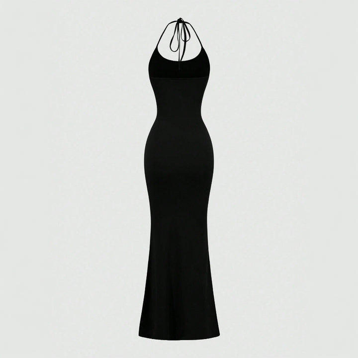 Damen figurbetontes Maxikleid mit haltem Design und schlankem Schnitt Drune