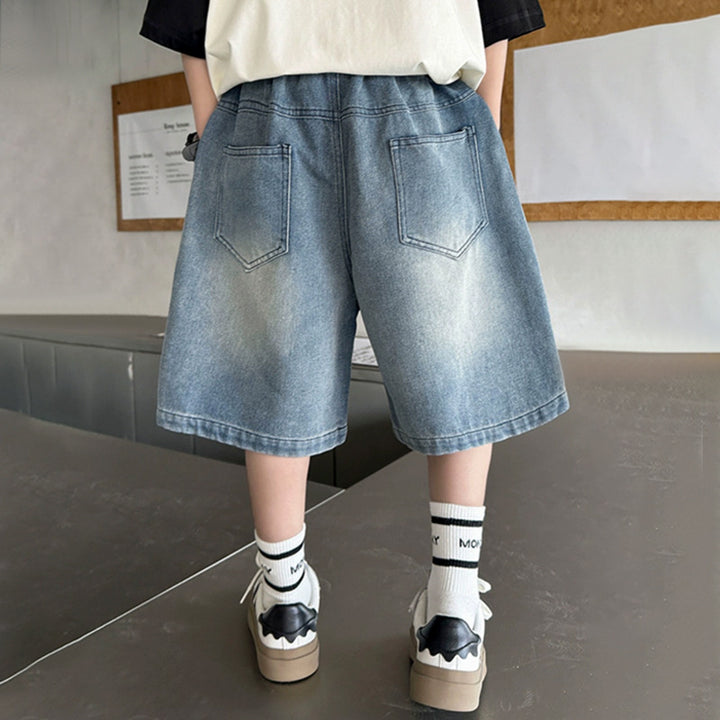 Jungen lässige Denim-Shorts mit großen Taschen Drune
