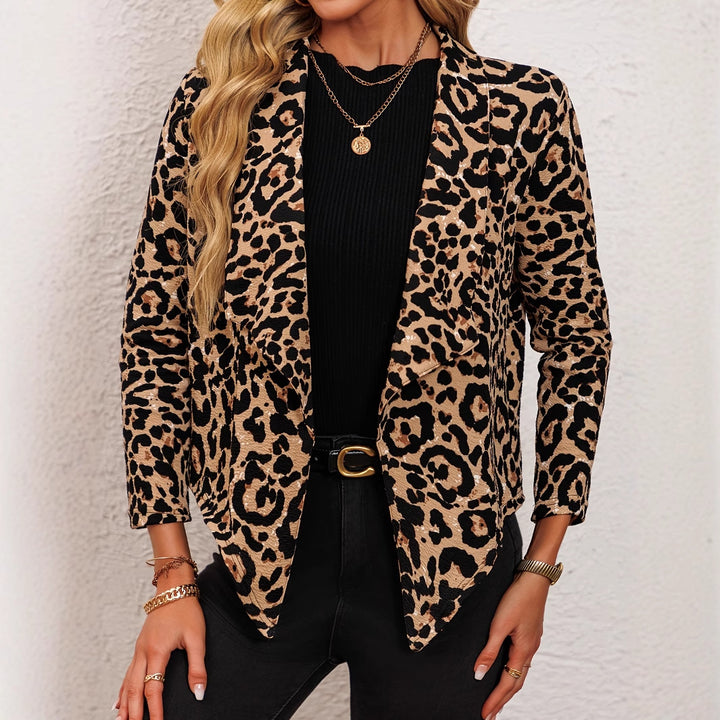 Damen modische Tiermuster Blazerjacke Drune