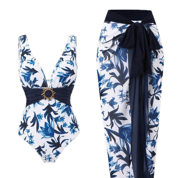 Damen Badeanzug mit elegantem Überrock Drune